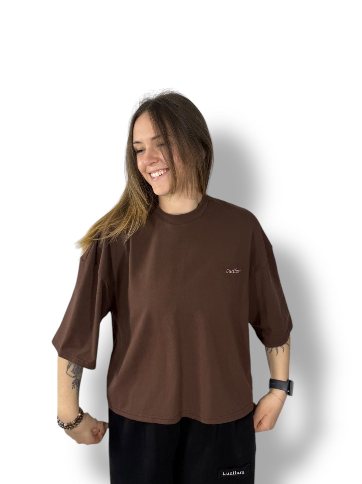 Tee-shirt mi-long « marron »