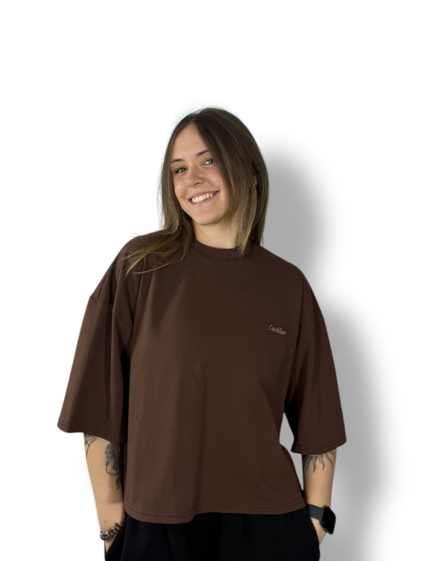 Tee-shirt mi-long « marron »