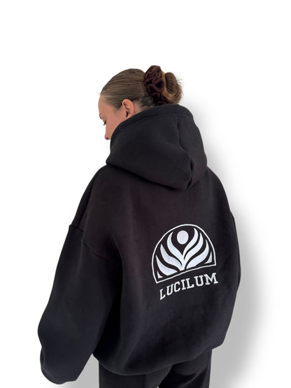 Sweat à capuche « Noir » Lucilum - Signature logo dos