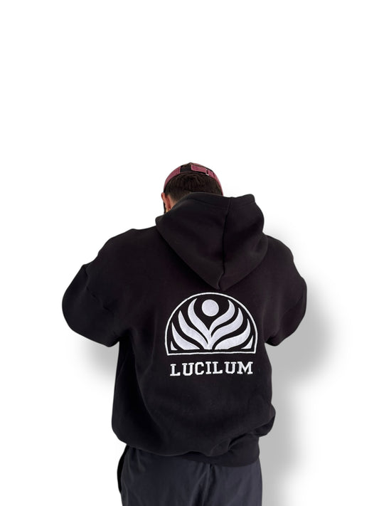 Sweat à capuche « Noir » Lucilum - Signature logo dos