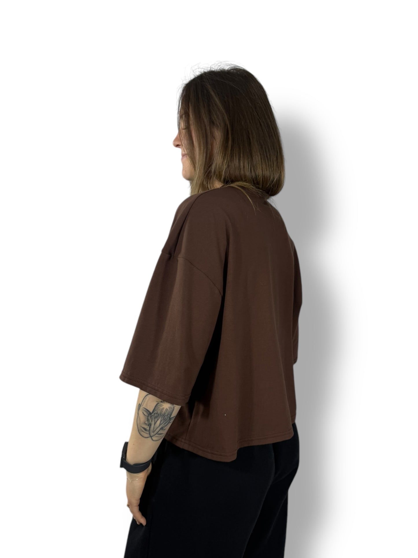 Tee-shirt mi-long « marron »